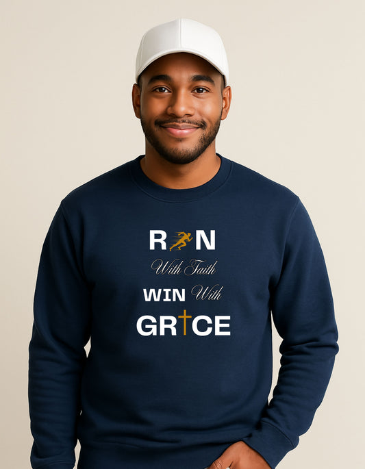 Run With Faith, Win With Grace - Unisex Crewneck Sweatshirt